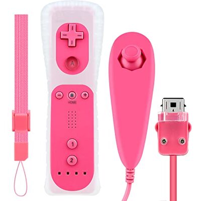 OSTENT Telecomando per sensore di movimento + Wired Nunchuck Combo compatibile per console Nintendo Wii Colore rosa OSTENT Telecomando per sensore di movimento + Wired Nunchuck Combo compatibile per console Nintendo Wii Colore rosa