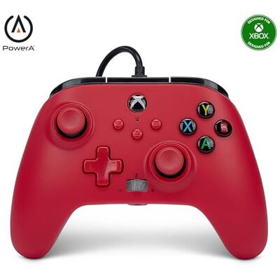 PowerA Controller cablato avanzato per Xbox Series X S Rosso Artigianale, gamepad, controller per videogiochi cablato, controller di gioco, funziona con Xbox Series X S PowerA Controller cablato avanzato per Xbox Series X S Rosso Artigianale, gamepad, controller per videogiochi cablato, controller di gioco, funziona con Xbox Series X S