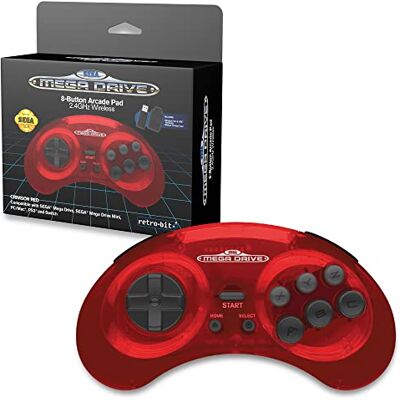 Retro-Bit Sega Mega Drive 2.4 GHz Wireless Controller 8-Button Arcade Pad for Sega Genesis Original/Mini, Switch, PC, Mac – Includes 2 Receivers & Storage Case (Crimson Red) - Nintendo Switch Retro-Bit Sega Mega Drive 2.4 GHz Wireless Controller 8-Button Arcade Pad for Sega Genesis Original/Mini, Switch, PC, Mac – Includes 2 Receivers & Storage Case (Crimson Red) - Nintendo Switch