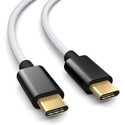 PAXO Cavo di ricarica PS5 in nylon da 3 m per controller Playstation 5, cavo da USB C a C, USB 3.1 (USB 3.0), cavo di ricarica, guaina in tessuto, spina in alluminio, bianco PAXO Cavo di ricarica PS5 in nylon da 3 m per controller Playstation 5, cavo da USB C a C, USB 3.1 (USB 3.0), cavo di ricarica, guaina in tessuto, spina in alluminio, bianco