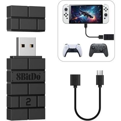 8Bitdo USB Wireless Adapter 2, Adattatore Bluetooth per Sistema Switch/2, Windows 10, PS Classic, Android, Raspberry Pi, Retrofreak, Compatibile con Controller Xbox Series, JoyCon, Switch Pro, PS5/4/3 8Bitdo USB Wireless Adapter 2, Adattatore Bluetooth per Sistema Switch/2, Windows 10, PS Classic, Android, Raspberry Pi, Retrofreak, Compatibile con Controller Xbox Series, JoyCon, Switch Pro, PS5/4/3