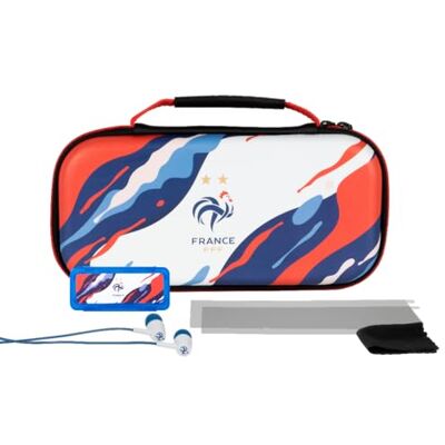 Konix FFF Set di accessori gaming per Nintendo Switch, Switch Lite e Switch OLED Custodia Cuffie Design con onde blu, bianco e rosso Konix FFF Set di accessori gaming per Nintendo Switch, Switch Lite e Switch OLED Custodia Cuffie Design con onde blu, bianco e rosso
