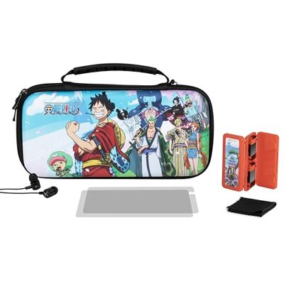 Konix Kit iniziale di accessori da gioco One Piece per Nintendo Switch, Switch Lite e Switch OLED, custodia, pellicola protettiva per lo schermo, auricolari Konix Kit iniziale di accessori da gioco One Piece per Nintendo Switch, Switch Lite e Switch OLED, custodia, pellicola protettiva per lo schermo, auricolari