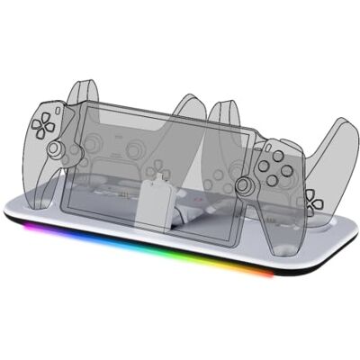 Konix Stazione di ricarica PlayStation Portal e 2 controller DualSense PS5 Ricarica rapida 4 h Connettori magnetici 10 luminosi RGB Bianco Konix Stazione di ricarica PlayStation Portal e 2 controller DualSense PS5 Ricarica rapida 4 h Connettori magnetici 10 luminosi RGB Bianco