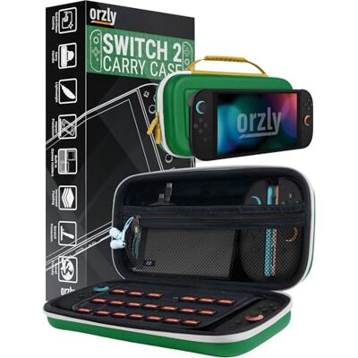 Orzly Custodia per Nintendo Switch 2, custodia protettiva da viaggio con pad per lo schermo, schede di gioco e slot MicroSD con tasche per gli accessori della console Orzly Custodia per Nintendo Switch 2, custodia protettiva da viaggio con pad per lo schermo, schede di gioco e slot MicroSD con tasche per gli accessori della console