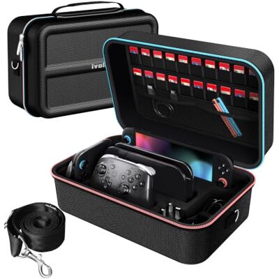 iVoler Custodia di Trasporto compatibile con Nintendo Switch/Nintendo Switch OLED, Case da Viaggio Rigido Deluxe per Console Switch, Dock Switch, Caricabatteria Originale, Gioco e Altri Accessori iVoler Custodia di Trasporto compatibile con Nintendo Switch/Nintendo Switch OLED, Case da Viaggio Rigido Deluxe per Console Switch, Dock Switch, Caricabatteria Originale, Gioco e Altri Accessori