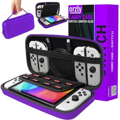 Orzly Custodia per Nintendo Switch/Switch OLED, guscio protettivo rigido viola, portatile, da viaggio, per console Nintendo Switch e accessori Orzly Custodia per Nintendo Switch/Switch OLED, guscio protettivo rigido viola, portatile, da viaggio, per console Nintendo Switch e accessori