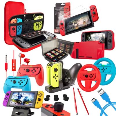 Orzly Kit Accessori per Nintendo Switch Geek Pack con: Switch Custodia e Pellicola Protettiva, Joy-con impugnature & Volanti, Supporto Ricarica di Controller, Comfort Grip Case più Altro- Colore Pop Orzly Kit Accessori per Nintendo Switch Geek Pack con: Switch Custodia e Pellicola Protettiva, Joy-con impugnature & Volanti, Supporto Ricarica di Controller, Comfort Grip Case più Altro- Colore Pop