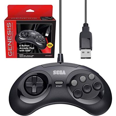 Retro-Bit Sega Genesis Controller USB 6 pulsanti Arcade Pad per Sega Genesis Mini, PS3, PC, Mac, Steam, Switch Porta USB (nero) Retro-Bit Sega Genesis Controller USB 6 pulsanti Arcade Pad per Sega Genesis Mini, PS3, PC, Mac, Steam, Switch Porta USB (nero)