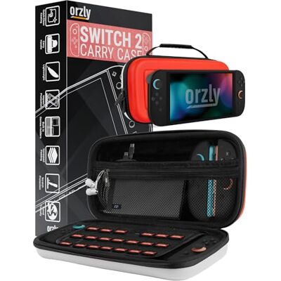 Orzly Custodia per Nintendo Switch 2, custodia protettiva da viaggio con pad per lo schermo, schede di gioco e slot MicroSD con tasche per gli accessori della console Orzly Custodia per Nintendo Switch 2, custodia protettiva da viaggio con pad per lo schermo, schede di gioco e slot MicroSD con tasche per gli accessori della console