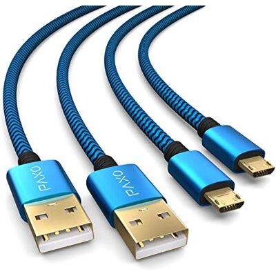 PAXO 2x cavo di ricarica per controller PS4, cavo da 2 m per controller Playstation 4, Sony PS4, PS4 Slim, Microsoft Xbox One, cavo di ricarica micro USB, blu-nero PAXO 2x cavo di ricarica per controller PS4, cavo da 2 m per controller Playstation 4, Sony PS4, PS4 Slim, Microsoft Xbox One, cavo di ricarica micro USB, blu-nero