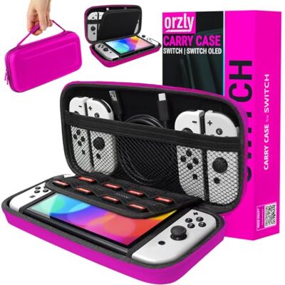 Orzly Custodia da trasporto compatibile con Nintendo Switch e New Switch Console OLED Rosa Custodia protettiva da viaggio portatile rigida Custodia a conchiglia con tasche per accessori e giochi Orzly Custodia da trasporto compatibile con Nintendo Switch e New Switch Console OLED Rosa Custodia protettiva da viaggio portatile rigida Custodia a conchiglia con tasche per accessori e giochi
