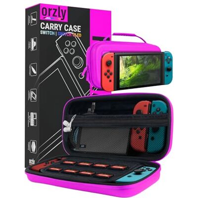 Orzly Custodia da trasporto compatibile con Nintendo Switch e New Switch Console OLED Rosa Custodia protettiva da viaggio portatile rigida Custodia a conchiglia con tasche per accessori e giochi Orzly Custodia da trasporto compatibile con Nintendo Switch e New Switch Console OLED Rosa Custodia protettiva da viaggio portatile rigida Custodia a conchiglia con tasche per accessori e giochi
