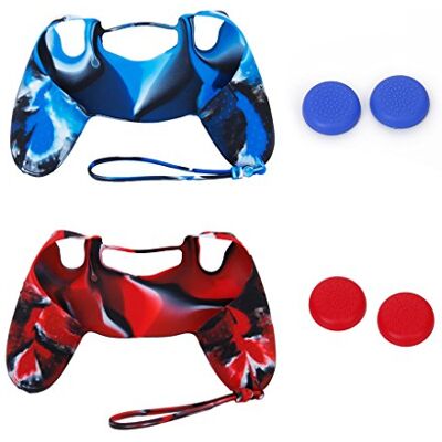 Generico Sales La 2 x CUSTODIA IN SILICONE + 2 paia di ricambio Joystick thumbstick Tappi per PlayStation 4 PS4 controller Generico Sales La 2 x CUSTODIA IN SILICONE + 2 paia di ricambio Joystick thumbstick Tappi per PlayStation 4 PS4 controller