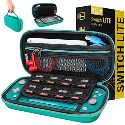 Orzly Custodia per il trasporto compatibile con Nintendo Switch Lite (2019) – Custodia portaoggetto/custodia rigida per l'uso con la console Nintendo Switch Lite & Accesoires – BLU Turchese, Blu Orzly Custodia per il trasporto compatibile con Nintendo Switch Lite (2019) – Custodia portaoggetto/custodia rigida per l'uso con la console Nintendo Switch Lite & Accesoires – BLU Turchese, Blu