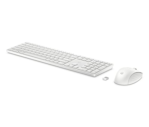 HP 650 Tastiera e Mouse Wireless, fino 20 mesi Autonomia, 20 Tasti programmabili, piedini regolabili con 6 gradi inclinazione, Tastierino Numerico, Mouse fino a 4000 dpi personalizzabili, Bianco