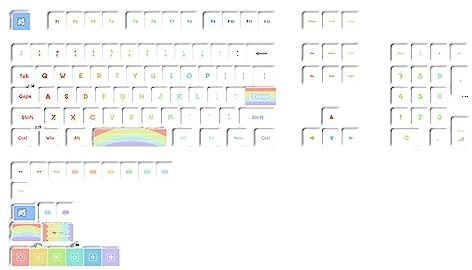 Generic Copritasti A Tema Arcobaleno DyeSub PBT MDA Keycap Per 61/68/75/84/87/96/980/104/108 Per Tastiera Meccanica 125Keys 125Keys PBT Dye Subbed Macaron Keycaps Per Tastiere Meccaniche Set Di Copritasti MDA