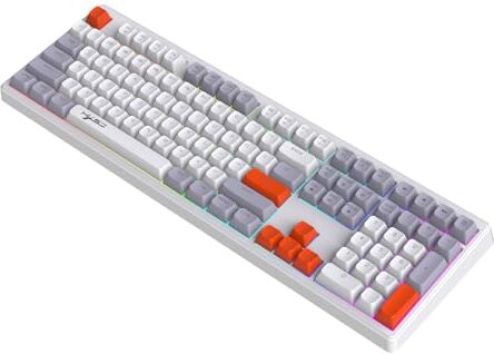 LIUASMUE Tastiera a membrana Macchina da scrivere Full Size 108 Tasti Sensazione Meccanica Keycaps Tastiera Retroilluminata a LED Tastiera USB Filo ABS Keycaps