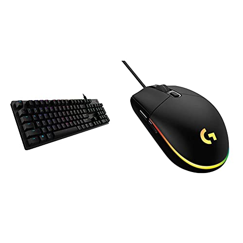 Logitech 512 Tastiera Gaming Meccanica, RGB LIGHTSYNC, Tasti Retroilluminati, GX Brown Tactile Switch, Nero & 03 LIGHTSYNC Mouse Gaming con Illuminazione RGB, Personalizzabile, Nero