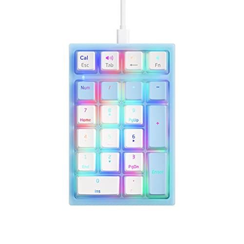 Yklhsocneg K10 Tastiera Meccanica Digitale 21 Giallo Albero Pudding Keycap RGB Retroilluminato Frontale Trasparente Guscio Inferiore Tastiera-A