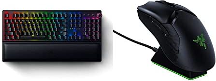 Razer BlackWidow V3 Pro (Yellow Switch) Tastiera da gaming, Nero, US Layout & Viper Ultimate con base di ricarica Wireless Gaming Mouse che pesa solo 74g per PC/Mac