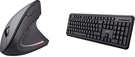 Trust Verto Mouse Verticale Wireless, Ergonomico senza Filo, 800/1200/1600 DPI, Microricevitore USB & Ody Tastiera Wireless Silenziosa, Layout Italiano QWERTY, Resistente ai Liquidi