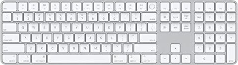 Apple Magic Keyboard con Touch ID e tastierino numerico: Bluetooth, ricaricabile. Compatibile con i computer Mac con chip Inglese (USA), tasti bianchi