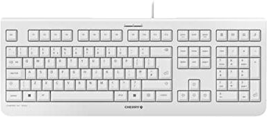 CHERRY KC 1000, Tastiera Con Filo, Layout per il Regno Unito (QWERTY), Plug & Play tramite Porta USB, Design Piatto, Battitura Estremamente Silenziosa, Bianco-Grigio