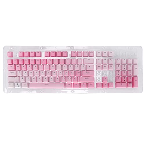Jectse Keycaps Personalizzati, 104 Tasti Pink White Dip Dyeing PBT Keycaps, Tastiera Ergonomica e Carina per Tastiera Meccanica 61 87 104
