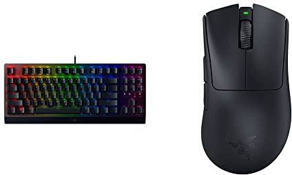 Razer BlackWidow V3 Tenkeyless Tastiera meccanica compatta Chroma RGB, Nero & DeathAdder V2 Mouse da Gaming con Cablato Dalla Migliore Ergonomia Della Categoria