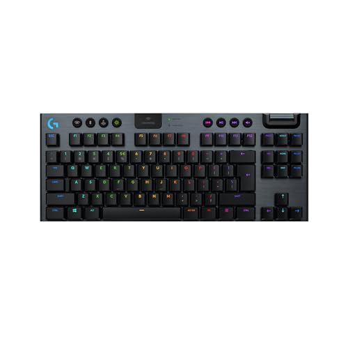 Logitech 915 TKL LIGHTSPEED Tastiera gaming meccanica wireless RGB senza tastierino numerico, opzioni di switch a profilo ribassato, LIGHTSYNC RGB, tecnologia wireless avanzata, Bluetooth Nero