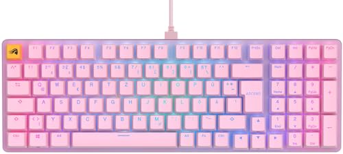 Glorious Gaming GMMK 2 Full Size (96%) Tastiera da gaming meccanica, struttura in alluminio, personalizzabile, tasti a doppia iniezione,  Fox Switches, RGB, layout QWERTZ tedesco Rosa