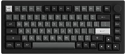 Akko Tastiera meccanica 5075B Plus 75% RGB tastiera sostituibile a caldo con manopola, tema nero e argento con PBT Double Shot ASA Profile Keycaps V3 Cream Yellow Pro Switch