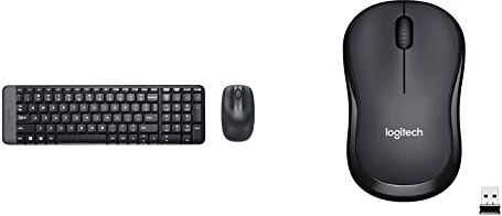 Logitech Wireless Combo MK220 Tastiera e Mouse, Nero & M220 Mouse Wireless, Pulsanti Silenziosi, 1000 DPI