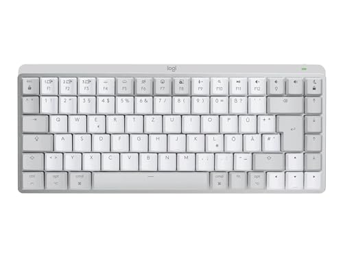 Logitech MX Mechanical Mini Tastiera Retroilluminata Wireless per Mac, Switch a Basso Profilo, Tasti Tattili Silenziosi, Retroilluminati, Bluetooth, USB-C, Apple, iPad, QWERTY US Intl Pale Grey