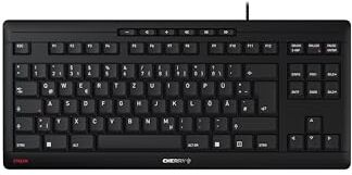 CHERRY STREAM KEYBOARD TKL, Tastiera Con Filo senza Tastierino Numerico, Layout per la Germania (QWERTZ), Battitura Silenziosa dei Tasti, Sensazione di Digitazione Unica, Nero