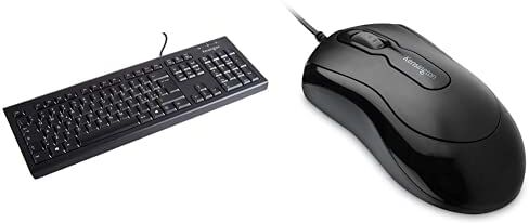 Kensington Tastiera ValuKeyboard con Cavo USB, Layout QWERTY + Mouse Ottico Cablato USB 3.0 con Rotella Scorrevole