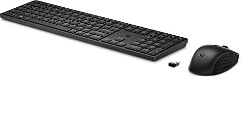 HP 650 Tastiera e Mouse Wireless, 20 tasti personalizzabili, Tastiera con 6° di inclinazione, tasti sagomati e corsa di 2 mm, Tastierino Numerico, Mouse co DPI regolabile, Nero, 4R013AA