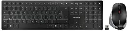 CHERRY DW 9500 SLIM, Set di Tastiera e Mouse Senza Fili, Layout per la Germania (QWERTZ), Connessione Bluetooth o Wireless, Design piatto, Ricaricabile, Mouse Ergonomico per Destrimani, Nero-Grigio