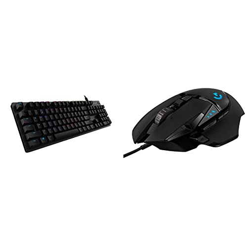 Logitech 512 Tastiera Gaming Meccanica, RGB LIGHTSYNC, Tasti Retroilluminati, GX Blue Clicky Switch, Carbon/Nero & 02 HERO Mouse Gaming Prestazioni Elevate, Sensore HERO 25K, Nero