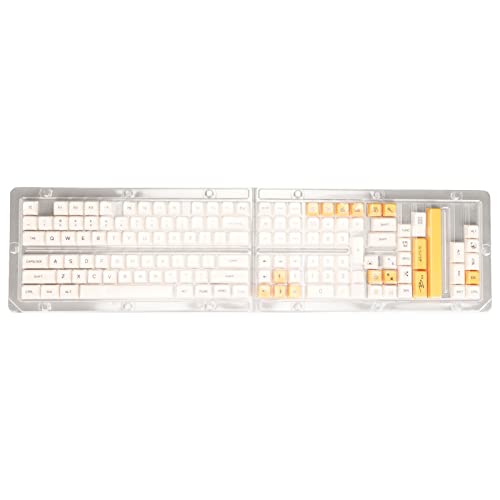 Lazmin112 Tastiera Keycap, 140 Key Bee Pattern Keycaps XDA Height Thermal Sublimation PBT Keycaps Yellow White DIY Keycaps per Tastiera Meccanica Inglese