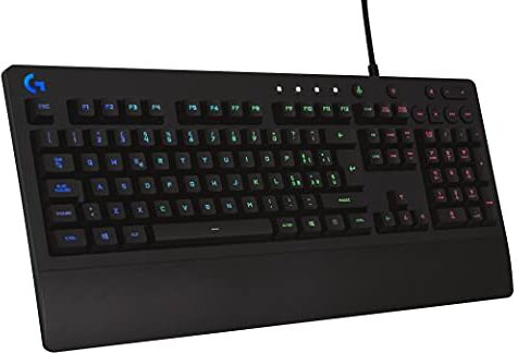 Logitech 213 Prodigy Gaming Keyboard, RGB Lightsync Backlit Keys, Spill-Resistant, Customizable Keys, Dedicated Multi-Media Keys, AZERTY French Layout, Nero