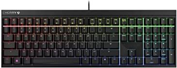 CHERRY MX 2.0S, Tastiera Gaming Con Filo con Illuminazione RGB, Layout per l'Unione Europea (QWERTY), Progettato in Germania, Interruttori originali MX BLUE, Nero