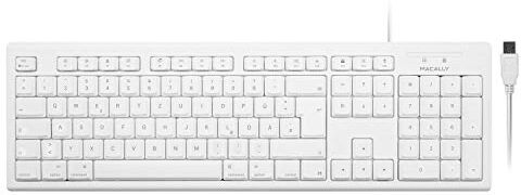 Macally QKEY-DE, tastiera USB-A Extended a 105 tasti con tastierino numerico per Mac, Layout QWERTZ tedesco