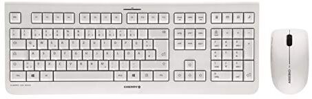 CHERRY DW 3000, Set di Tastiera e Mouse Senza Fili, Layout per la Germania (QWERTZ), Wireless 2,4 GHz, Design Piatto, Tasti Silenziosi, Mouse Simmetrico, Bianco-Grigio