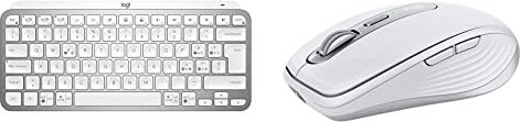 Logitech MX Keys Mini Tastiera Illuminata Wireless, Bluetooth, USB-C & MX Anywhere 3 per Mac Mouse Compatto Performante, Wireless, Scroller Magnetico Veloce