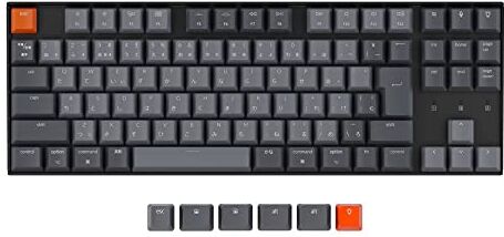 Keychron compatible K8 TKL Gaming Tastatur, Blue-Switch, weiße LED schwarz, US-Layout