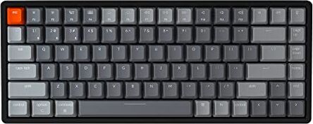 Keychron K2 Tastiera meccanica da gioco wireless Bluetooth/USB, compatta, 84 tasti RGB a LED con funzione N-Key Rollover in alluminio per Mac Windows, Gateron Brown Switch, versione 2