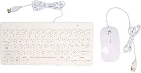 Hilitand Combinazione Tastiera e Mouse Cablati, Caratteri Impermeabili, Mouse Tastiera USB, Ergonomica Confortevole, Risparmio Energetico, 78 Tasti, Copritasti Tondi, Tecnologia Serigrafica UV, per(bianco)