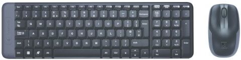 Logitech MK220 Combo Tastiera e Mouse Wireless Compatti per Windows, Layout Internazionale QWERTY Nero